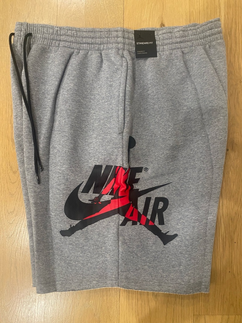 Nike Grey Sweatshorts with Black and Red Air Logo
